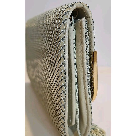 vintage ELKA Handbag Shoulder Purse Ivory Metal Mesh 60's W/ Hide Away Strap - Picture 4 of 10